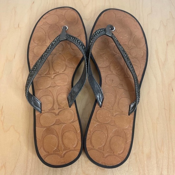 Coach Laurel Leather FlipFlop Sandels SZ‎ 8 - Picture 3 of 6